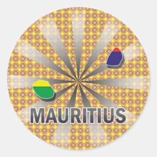 Sticker Rond Carte 2,0 de drapeau des Îles Maurice