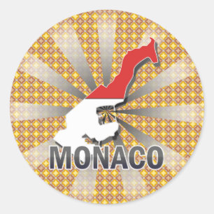 Sticker Rond Carte 2,0 de drapeau du Monaco