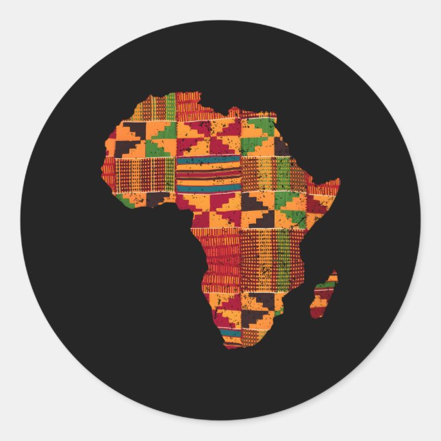 Sticker Rond Carte Afrique Kente pour l'Afrique (Devant)