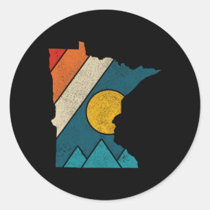 Sticker Rond Carte ancienne de l'État du Minnesota Montagnes Ra