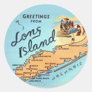 Sticker Rond Carte ancienne de Long Island