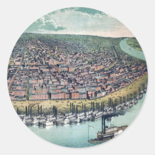 Sticker Rond Carte Ancienne Saint-Louis Missouri Fleuve Mississ