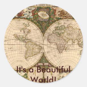 STICKER ROND CARTE ANTIQUE