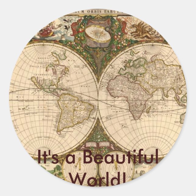 STICKER ROND CARTE ANTIQUE (Devant)