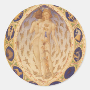 Sticker Rond Carte antique du Zodiaque céleste, Astrologie vint