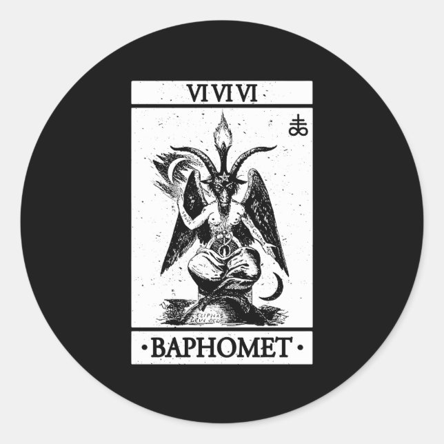 Sticker Rond Carte Baphomet Tarot Satanic Occul (Devant)