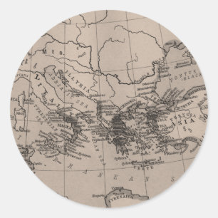 Sticker Rond Carte, Cartographie, Géographie, Mer Méditerranée