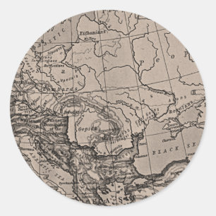 Sticker Rond Carte, Cartographie, Géographie, Topographie, Euro