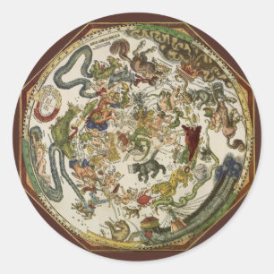 Sticker Rond Carte céleste de la Planisphère vintage par Peter 