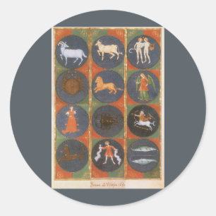 Sticker Rond Carte céleste vintage, carte astrologique du zodia