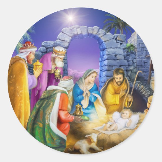 Sticker Rond Carte Christian Christmas (Devant)