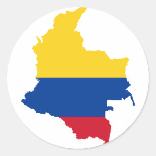 Sticker Rond Carte Co de drapeau de la Colombie