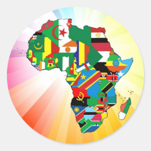 Sticker Rond Carte continente 2 de drapeau de l'Afrique