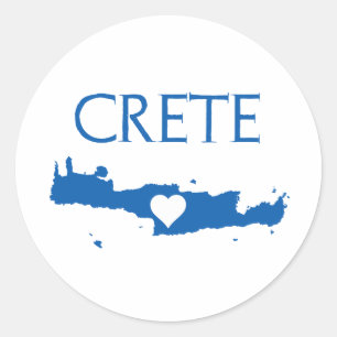 Sticker Rond Carte Crète Bleu et Blanc