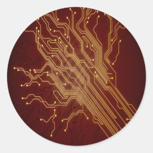 Sticker Rond Carte Dark Circuit