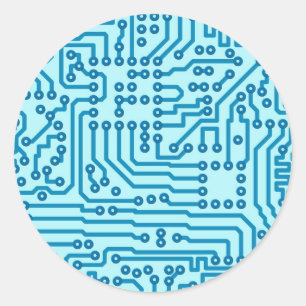 Sticker Rond Carte de circuit numérique électronique