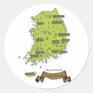 Sticker Rond Carte de Corée du Sud