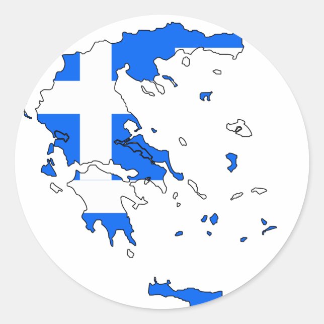 Sticker Rond Carte de drapeau de la Grèce (Devant)