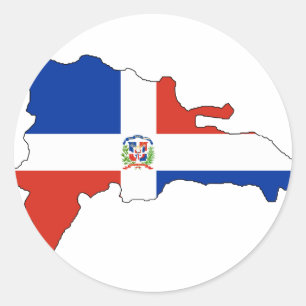 Sticker Rond Carte de drapeau de la République Dominicaine