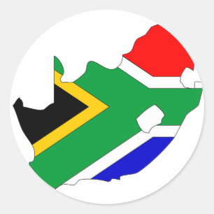 Sticker Rond Carte de drapeau de l'Afrique du Sud