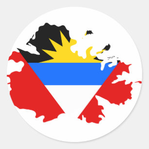 Sticker Rond Carte de drapeau de l'Antigua