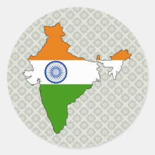 Sticker Rond Carte de drapeau de l'Inde normale
