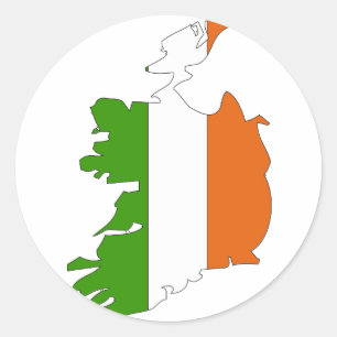 Sticker Rond Carte de drapeau de l'Irlande