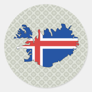 Sticker Rond Carte de drapeau de l'Islande normale