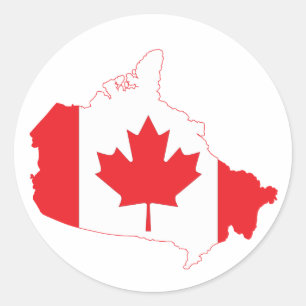 Sticker Rond Carte de drapeau du Canada