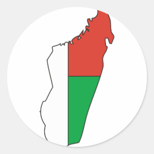 Sticker Rond Carte de drapeau du Madagascar