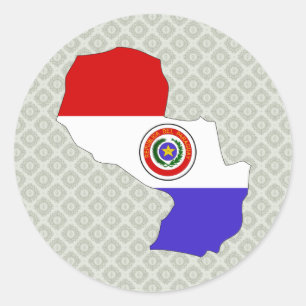 Sticker Rond Carte de drapeau du Paraguay normale