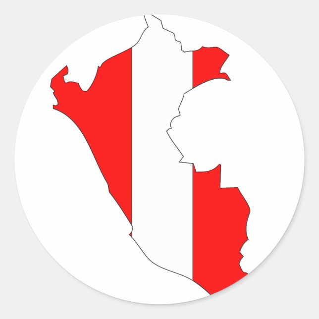 Sticker Rond Carte de drapeau du Pérou (Devant)