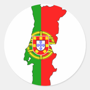 Sticker Rond Carte de drapeau du Portugal