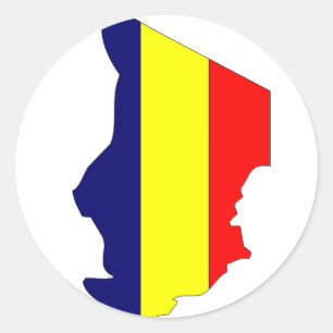 Sticker Rond Carte de drapeau du Tchad