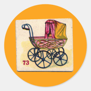 Sticker Rond Carte de jeu Buggy pour bébé vintage