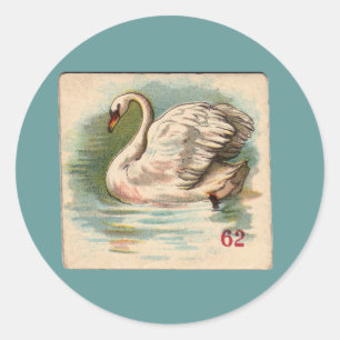 Sticker Rond Carte de jeu Swan vintage