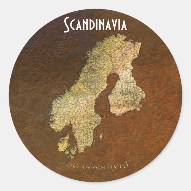 Sticker Rond Carte de la cartographie scandinave (Devant)