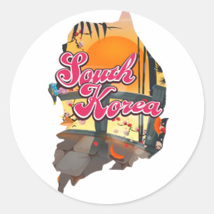 Sticker Rond Carte de la Corée du Sud