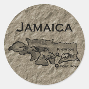 Sticker Rond Carte de la Jamaïque (cru)