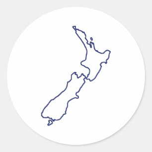 Sticker Rond Carte de la Nouvelle-Zélande