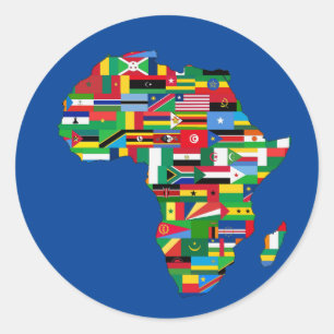 Sticker Rond Carte De L'Afrique Drapeaux Chaque Pays