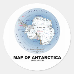 Sticker Rond Carte De L'Antarctique (Géographie)