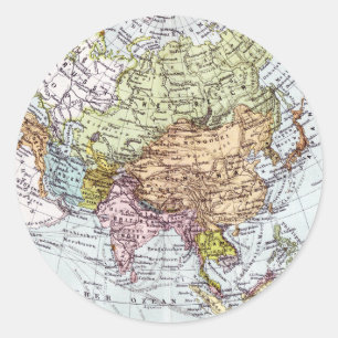 Sticker Rond Carte de l'Asie au XIXe siècle