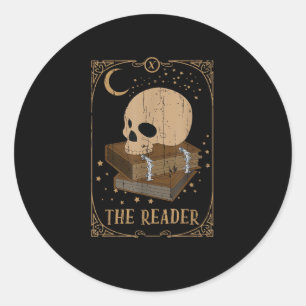 Sticker Rond Carte de lecteur de livre païen goblincore gothiqu