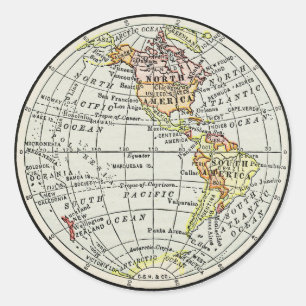 Sticker Rond Carte de l'hémisphère occidental Globe Travel