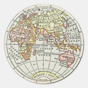 Sticker Rond Carte de l'hémisphère oriental Globe Travel Art