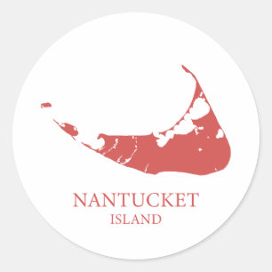 Sticker Rond Carte de l'île de Nantucket Nantucket rouge