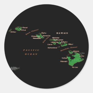 Sticker Rond Carte de l'île d'Hawaii