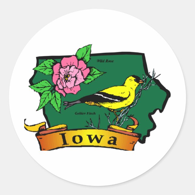 Sticker Rond Carte de l'Iowa (Devant)