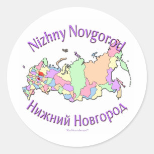 Sticker Rond Carte de Nijni-Novgorod Russie
